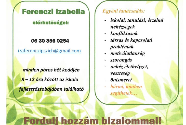 Az iskolapszicholgus elrhetsge